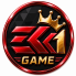 EK1 Game premium logo featuring a red metallic EK design, golden number 1, gold crown, and black circular gaming emblem.